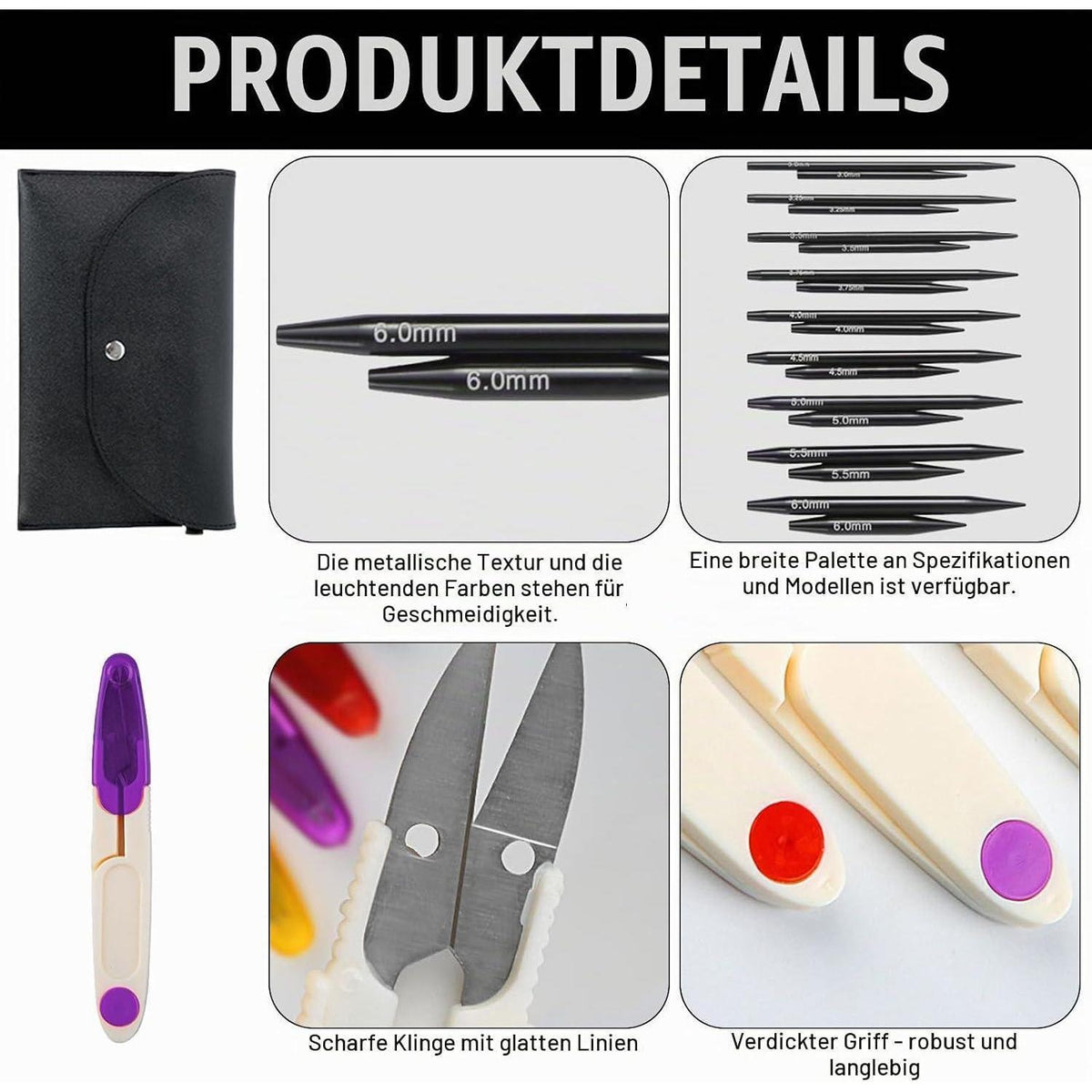 Austauschbares Rundstricknadel Set mit Zubehör – Perfekt zum Stricken