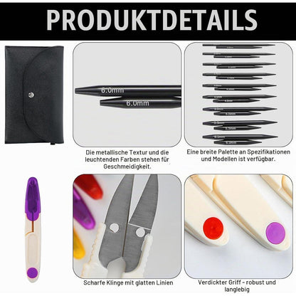 Austauschbares Rundstricknadel Set mit Zubehör – Perfekt zum Stricken