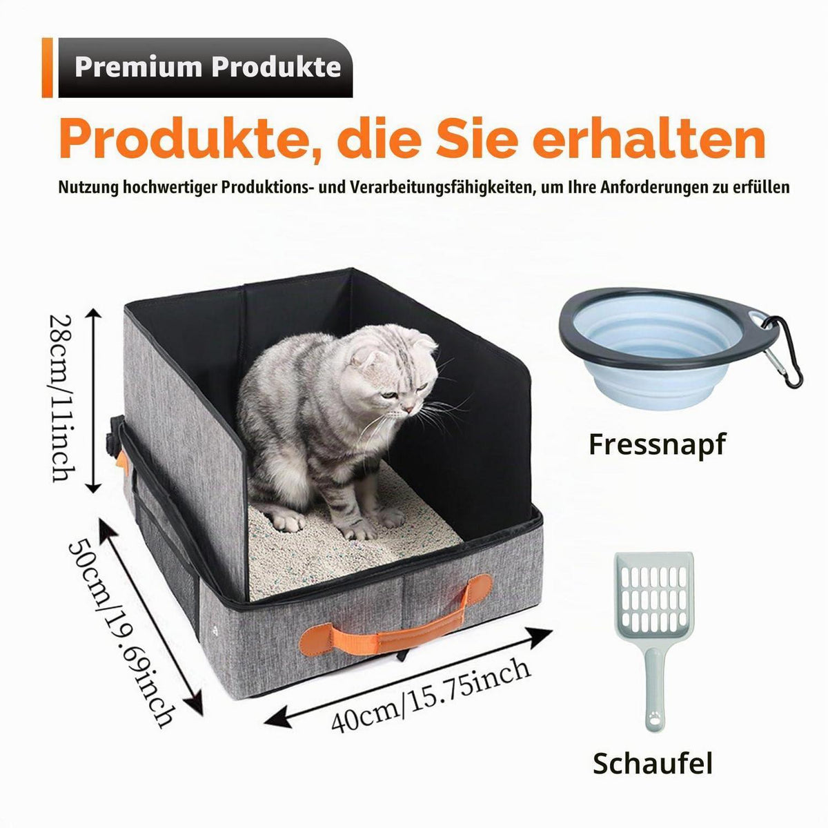 Zusammenklappbare Katzentoilette – Tragbar für Reisen & Camping
