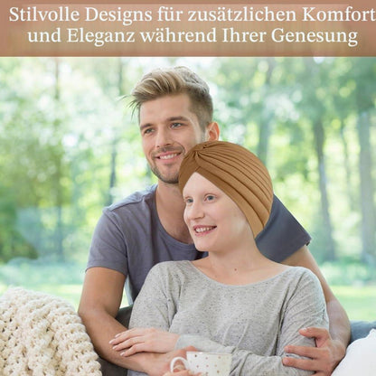 Chemo Hut Damen vorgebunden mit Knoten, weich und atmungsaktiv