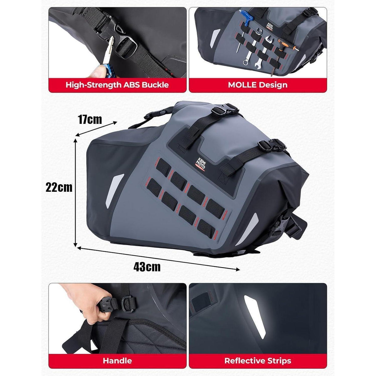 Wasserdichte Motorrad Satteltaschen 30L – IPX6 & MOLLE System