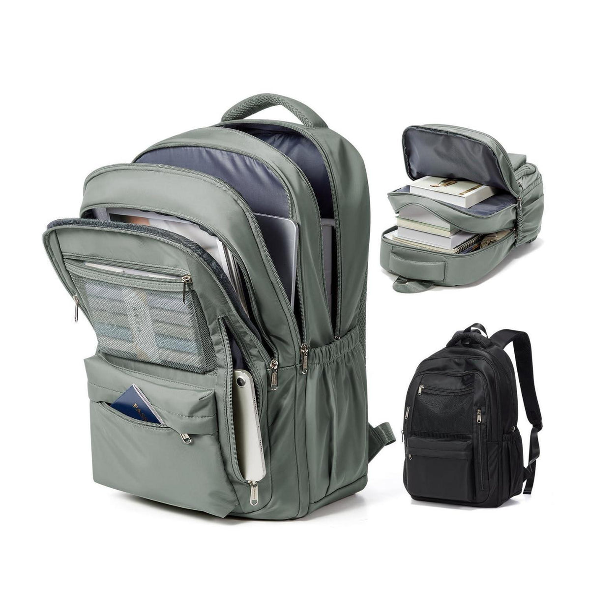 Grün A2-Grün Rucksack Schule Herren Damen – Leichter Schulrucksack 30L