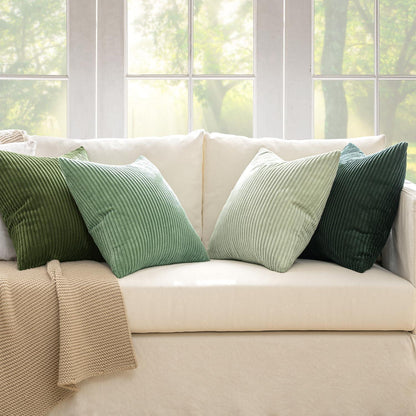 Kordsamt Kissenbezug 60x60 cm, 4er Set – Waldgrün