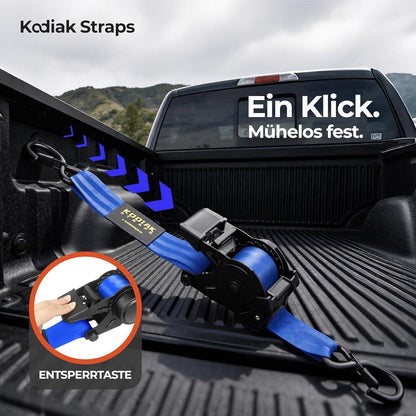 Spanngurte Automatik 3m mit S-Haken | 1360KG | 4 Stück Blau