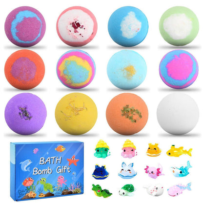 12 Badebomben Geschenkset mit Spielzeug für Kinder