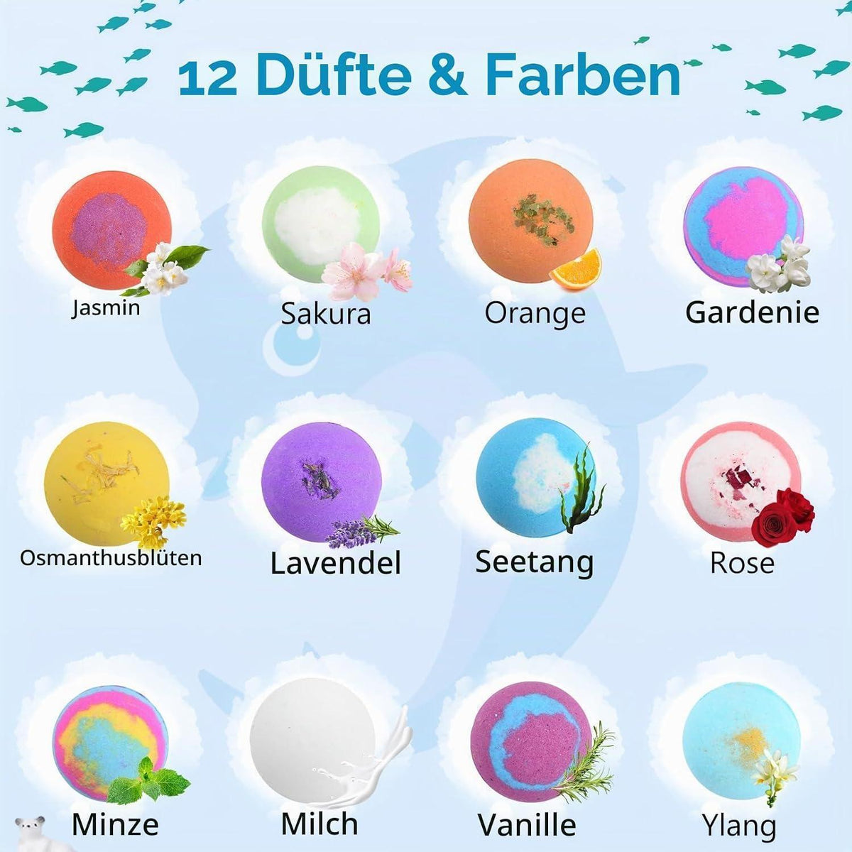 12 Badebomben Geschenkset mit Spielzeug für Kinder