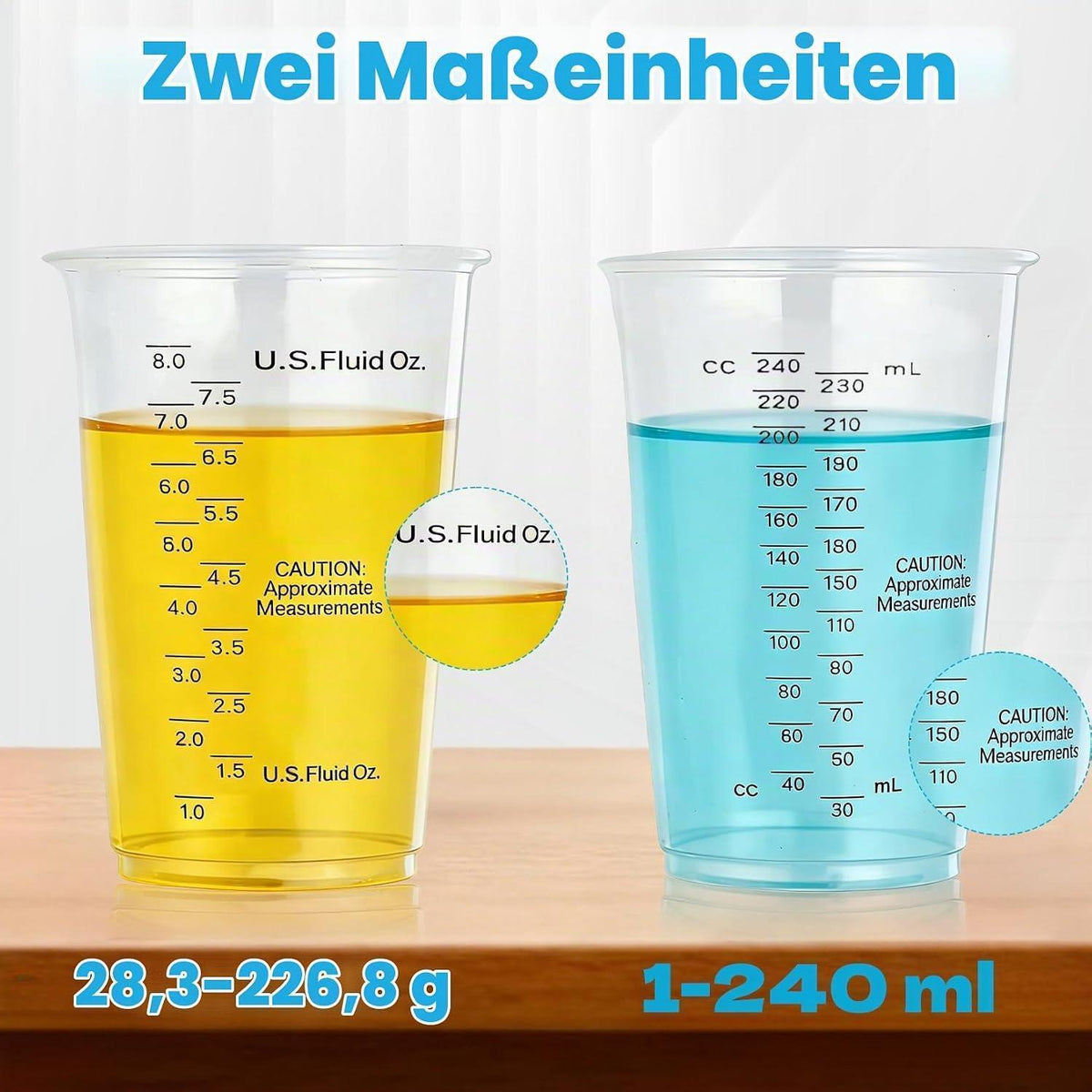 50x Epoxidharz Mischbecher Set mit Skala & Rührstäben