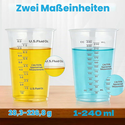 50x Epoxidharz Mischbecher Set mit Skala & Rührstäben