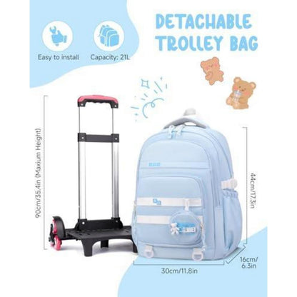 Schultrolley Mädchen mit Rollen & Laptopfach, Blau
