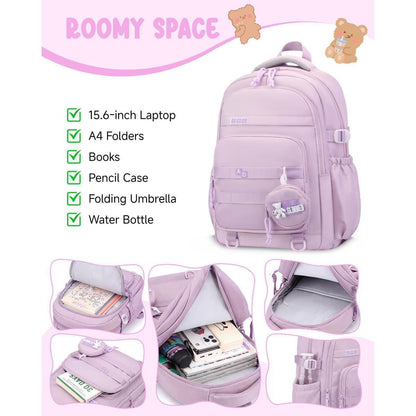 Schultrolley Mädchen mit Rollen & Laptopfach Lila