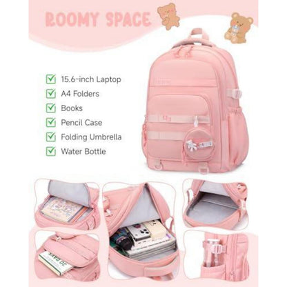 Schultrolley Mädchen mit Rollen & Laptopfach, Rosa