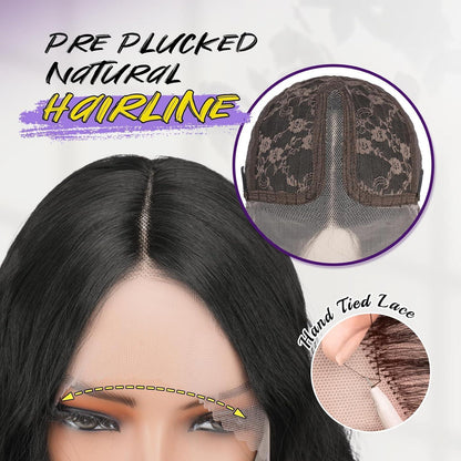 Lange gewellte Lace Front Perücke – Schwarz 70cm, Anfängerfreundlich