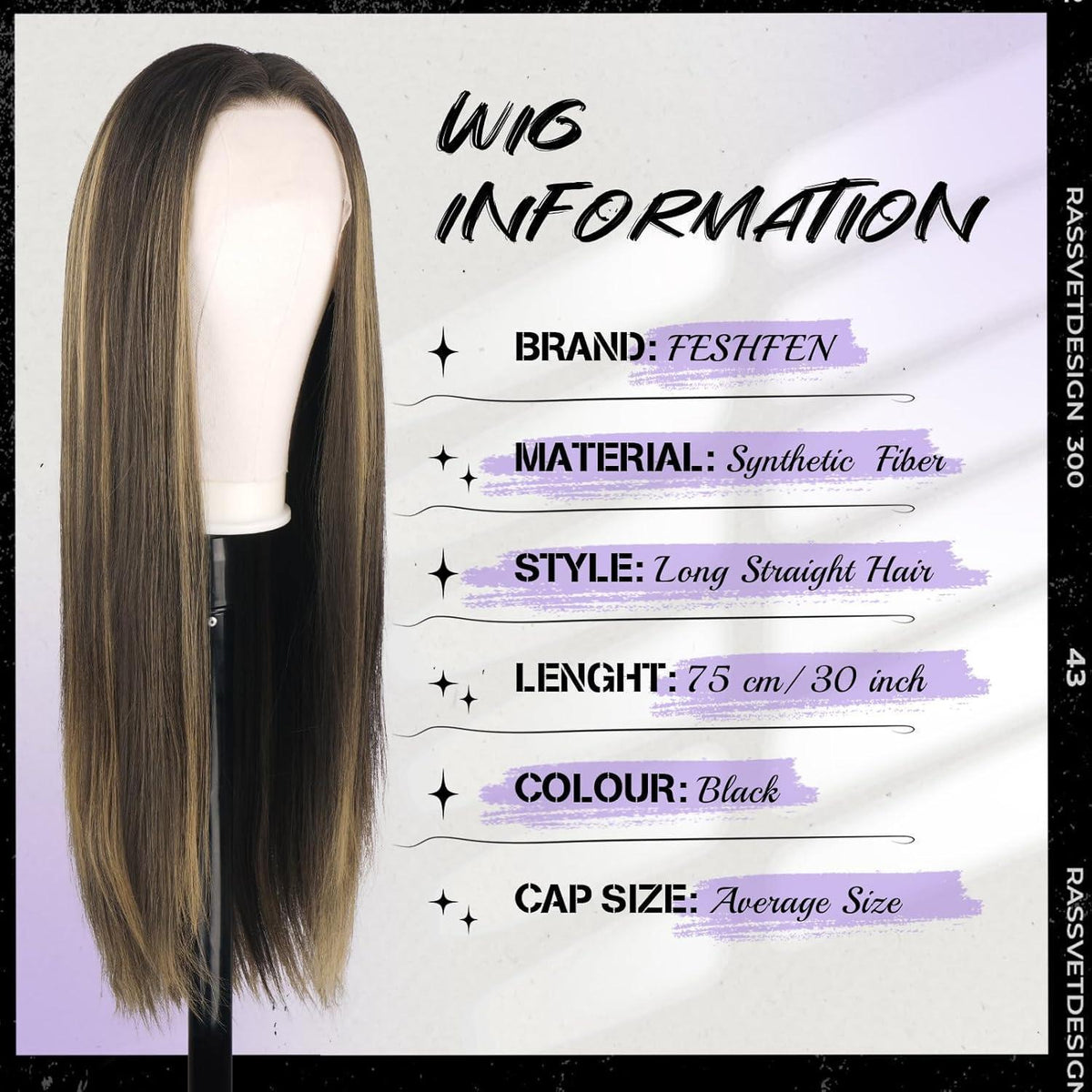 Braune Mix Blond Lace Front Perücke – Lange Glatte Damen Perücke