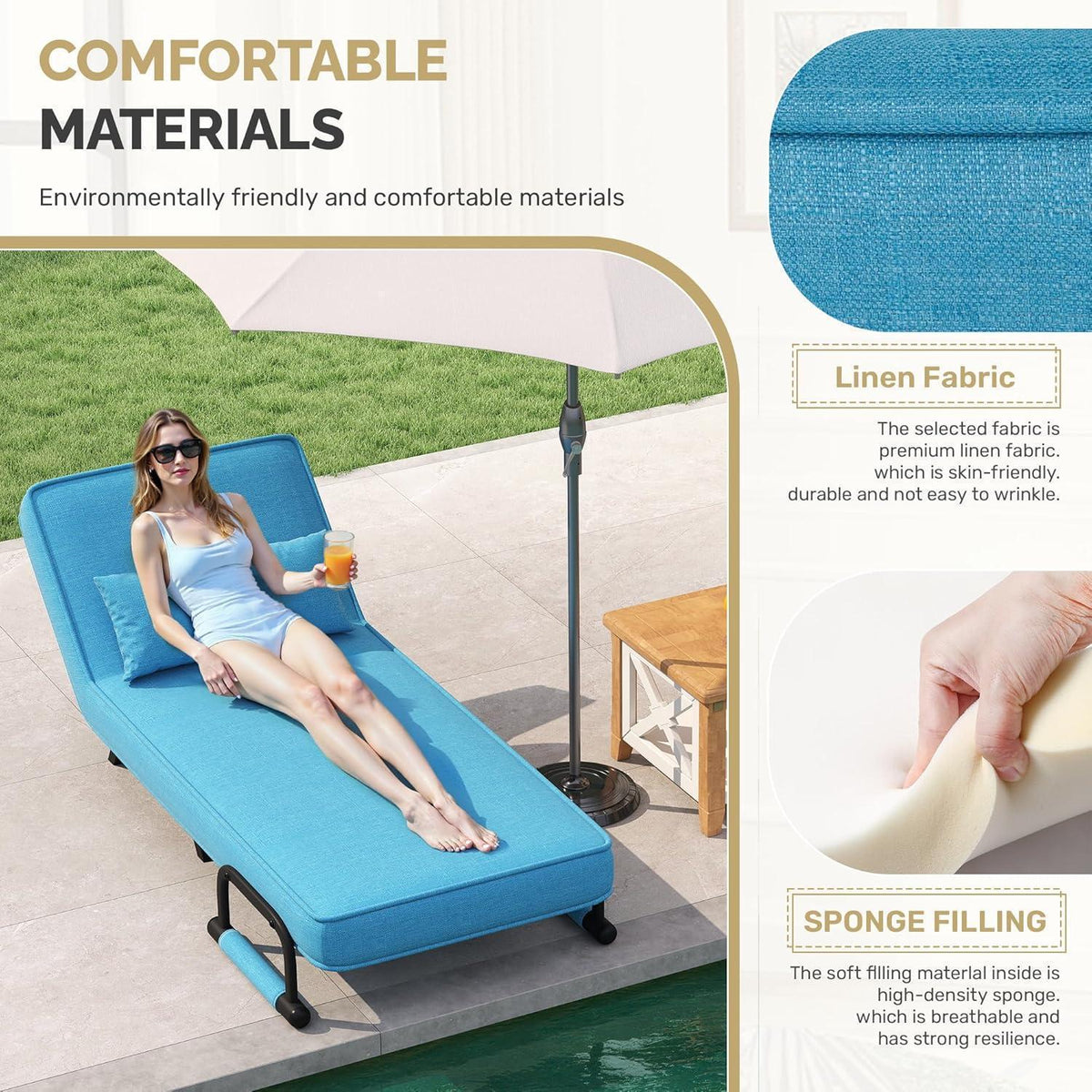 4in1 Schlafsessel mit Bettfunktion – Blau, Platzsparend