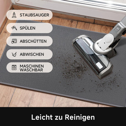 Waschbare Fußmatte Grau 80x120cm – Rutschfest & Saugfähig