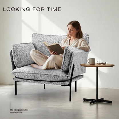 Bouclé Loungesessel mit Metallbeinen – Bequemer Akzentstuhl