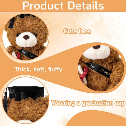 Abschlussgeschenk Teddybär mit Doktorhut – Brauner Kuscheltier Bär