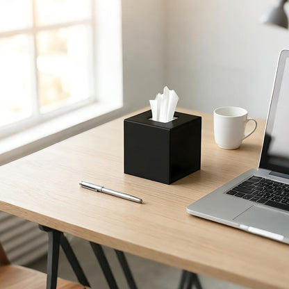 Acryl Taschentücherbox Schwarz mit Magnetabdeckung
