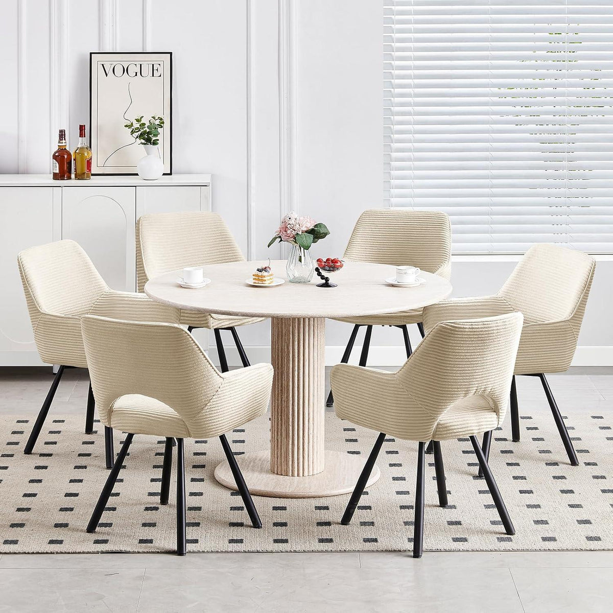 Drehbarer Esszimmerstuhl Set (4x) – Beige, Modern & Komfortabel