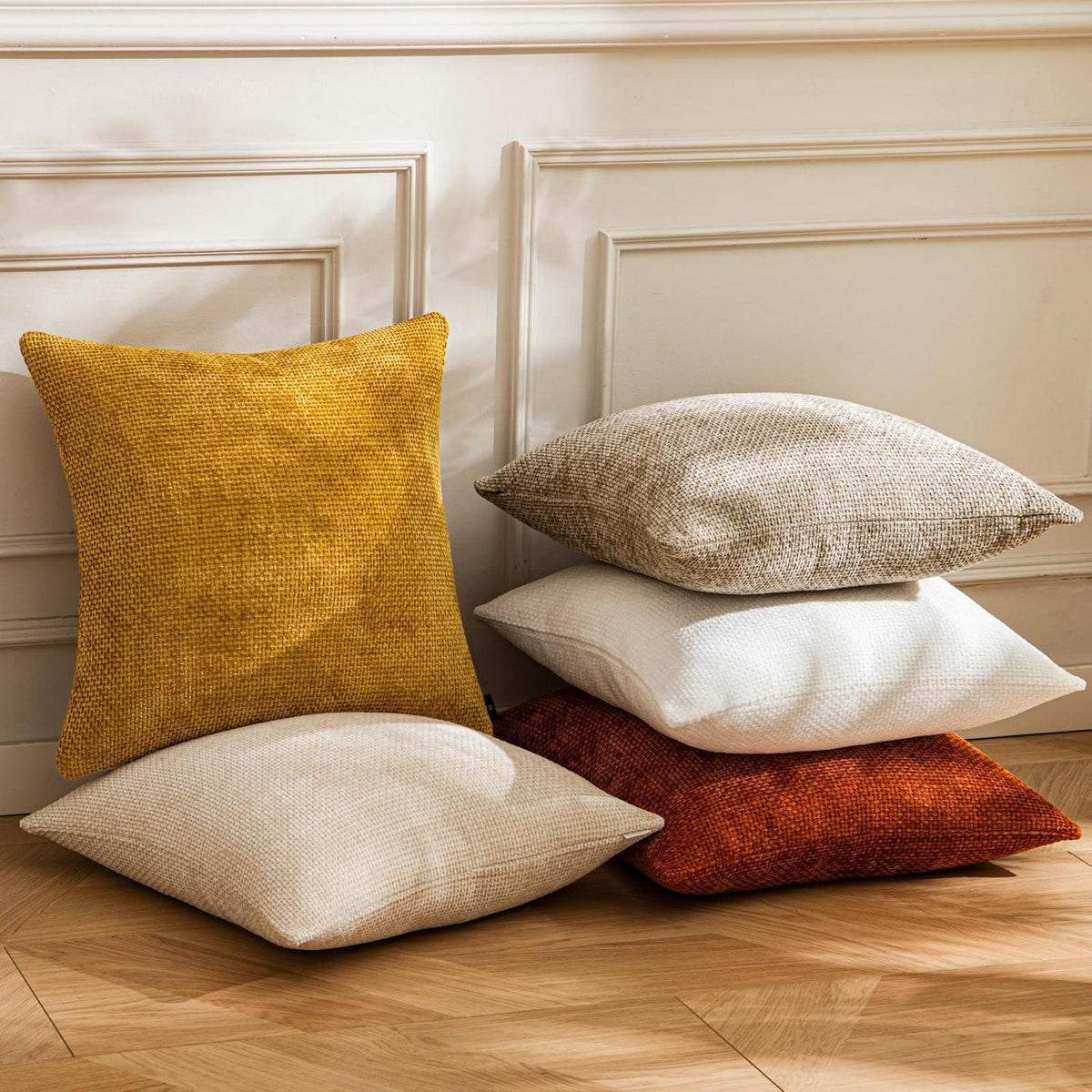 Gelber Chenille Kissenbezug 2er Set 30x50 cm