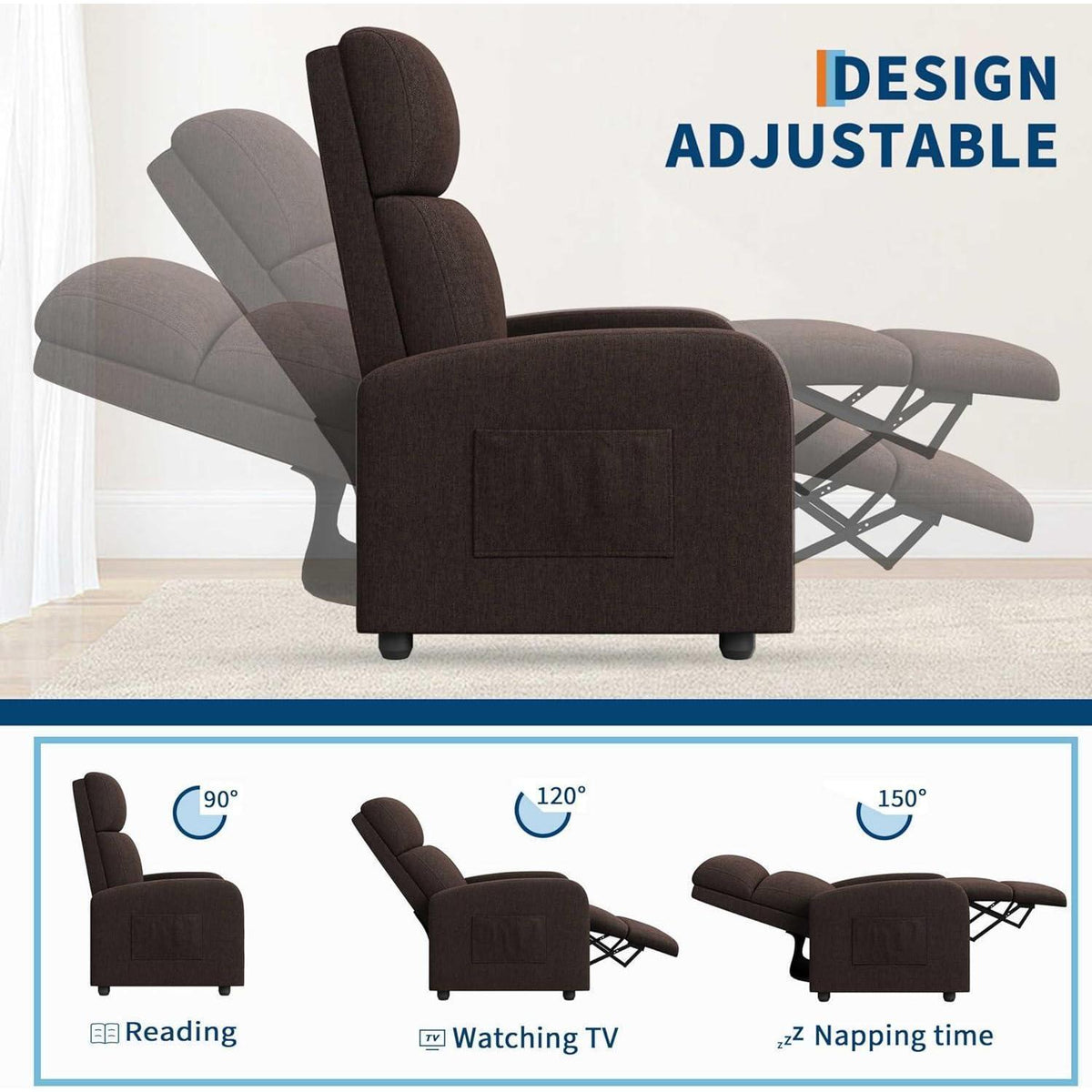 Relaxsessel mit Liegefunktion – Braun