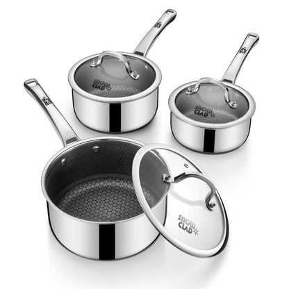 Edelstahl Kochtopf-Set 16+18+20cm mit Deckel & Antihaftbeschichtung