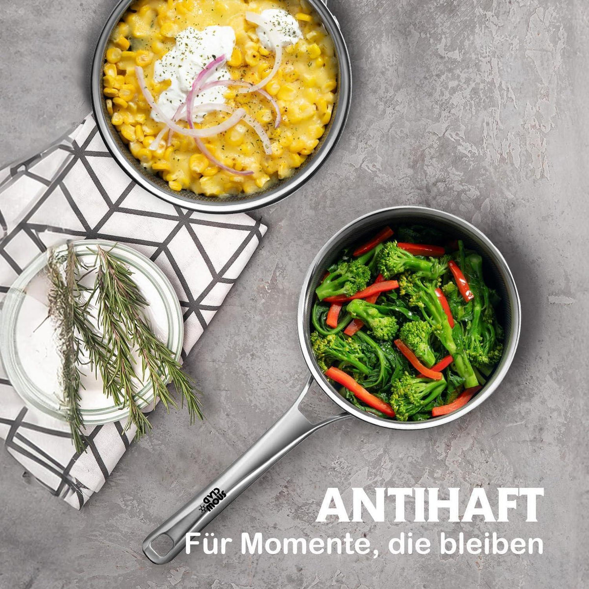 10-teiliges Edelstahl Topfset mit Antihaftbeschichtung
