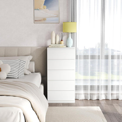 Weißer Kommodenschrank 60cm mit 5 Schubladen – Schlafzimmer & Büro
