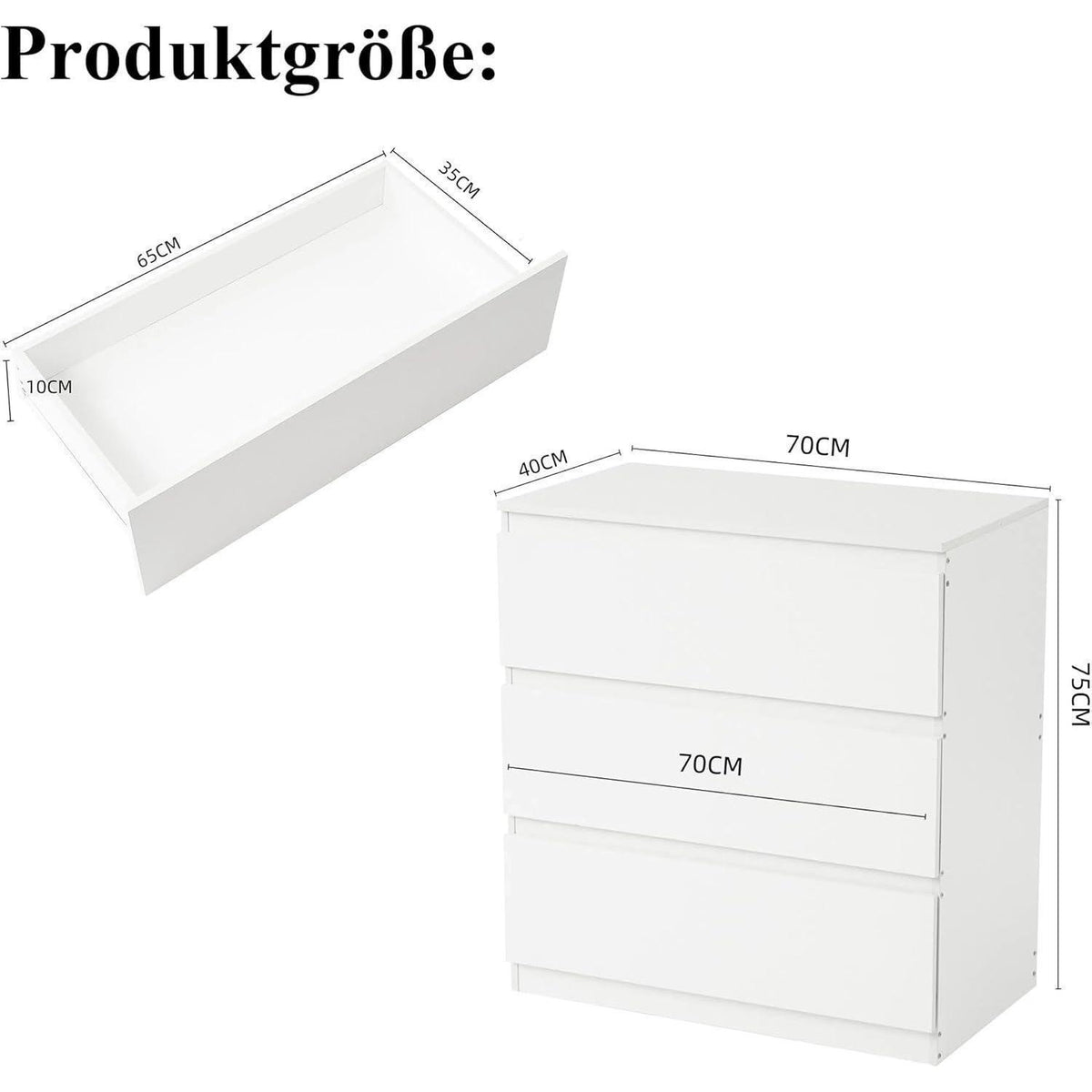 2er-Set Kommoden weiß 70cm – Schlafzimmer & Büro