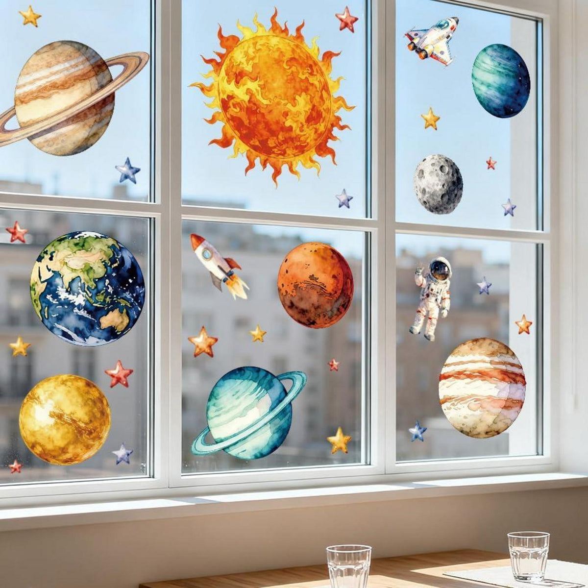 Fensterbilder Planeten & Astronauten – Dekorativ & Wiederverwendbar