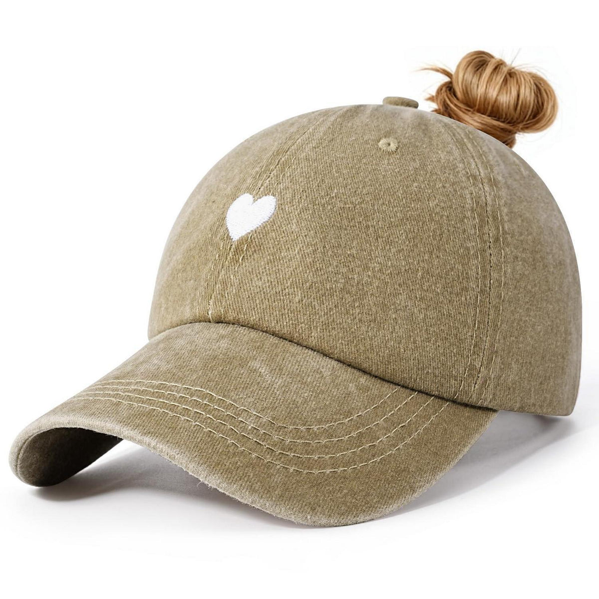 Damen Baseball Cap mit Zopf Loch & Vintage Stickerei