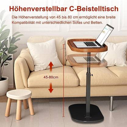 Höhenverstellbarer C-förmiger Beistelltisch – Schwarz
