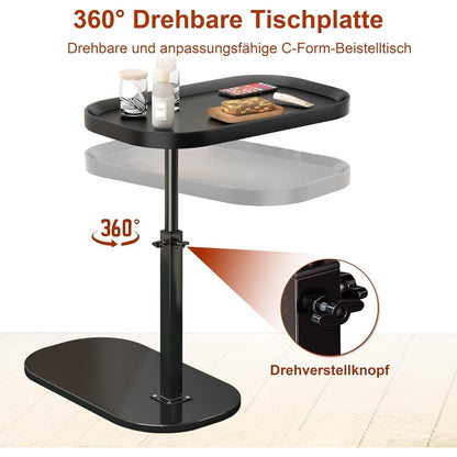Höhenverstellbarer C-förmiger Beistelltisch – 30x45cm, 360° drehbar
