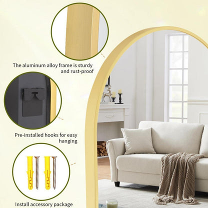 Bogen Wandspiegel Gold 60x90 cm – Moderner Aluminiumrahmen
