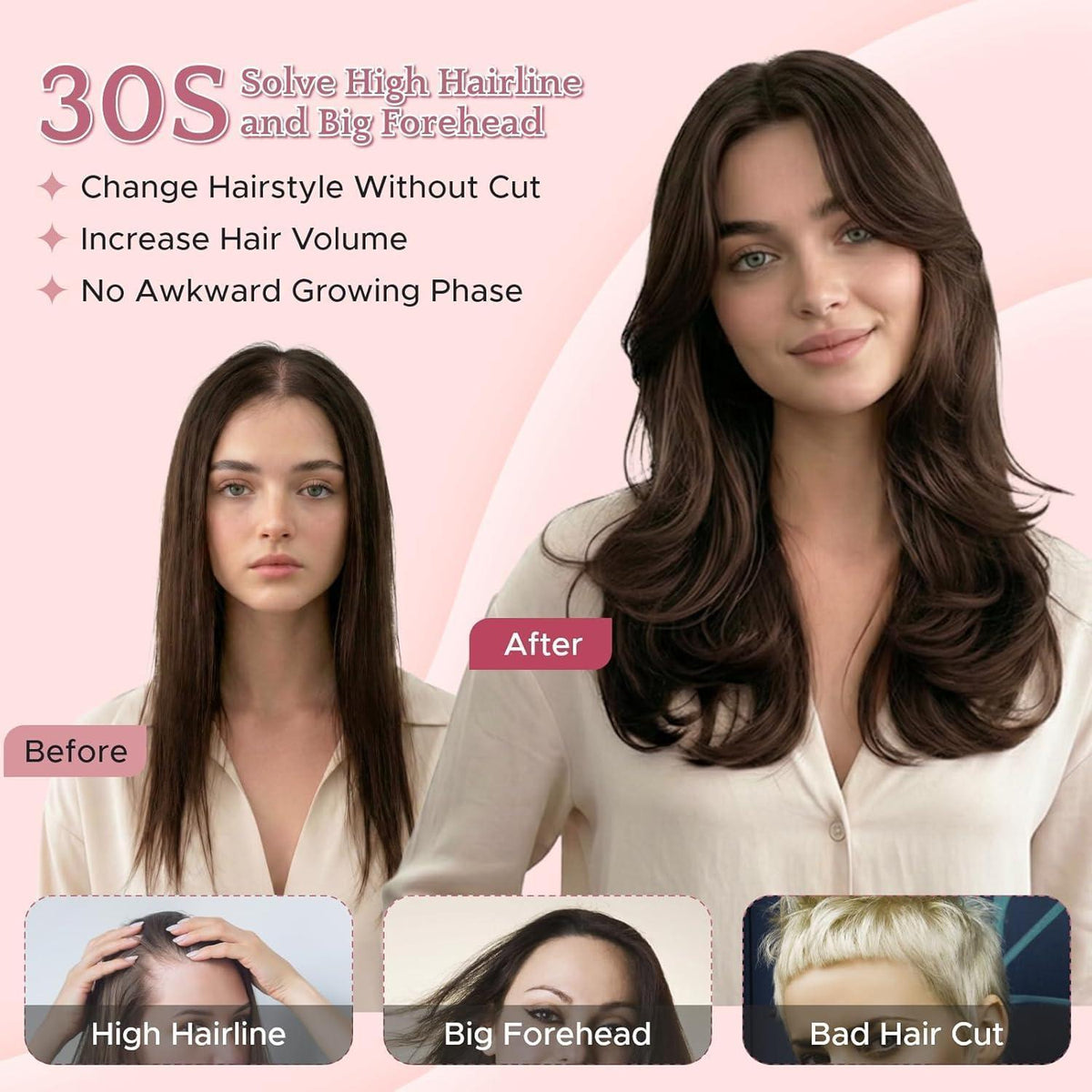 Echthaar Pony Clip-in – Seitlicher Pony Hellbraun #6