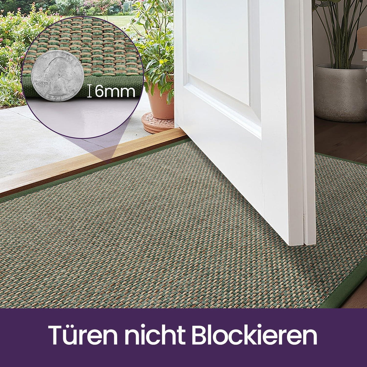 Fußmatte Innen Grün 90x140 cm – Rutschfest & Saugstark