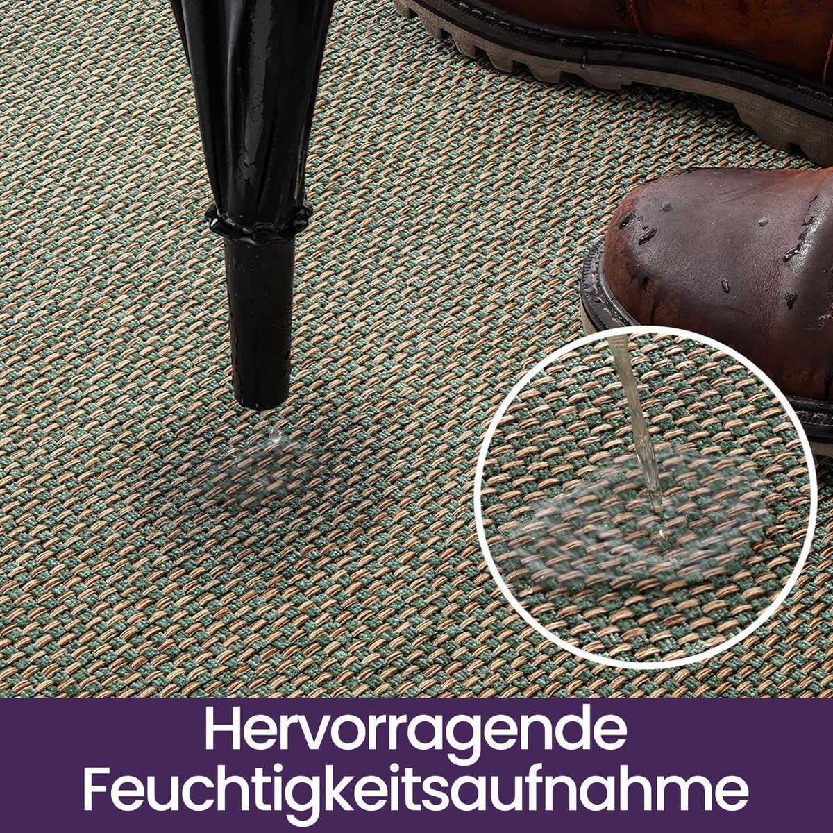 Fußmatte Innen Grün 90x140 cm – Rutschfest & Saugstark