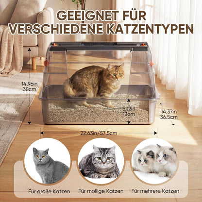 XL Edelstahl Katzenklo mit Klappdeckel & Zubehör
