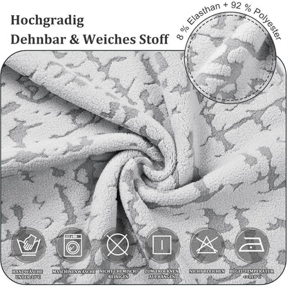 Stretch Stuhlhussen Set 6er - Hellgrau, Kurzflor Jacquard