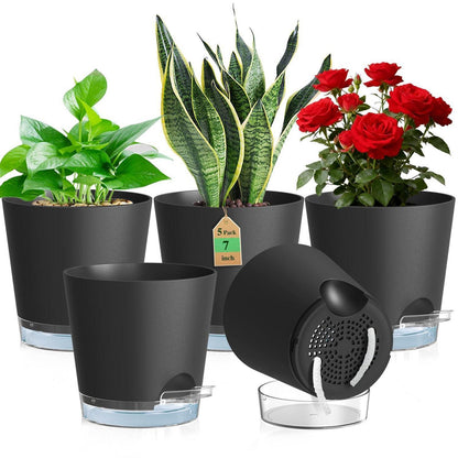 Selbstbewässerungstöpfe 5er Set mit Wasserstandsanzeige