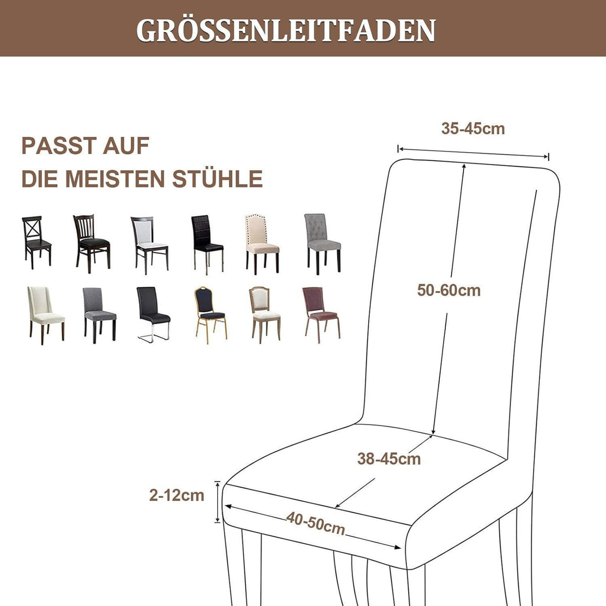 Stretch Stuhlhussen Set 4er – Camel | Jacquard, Waschbar