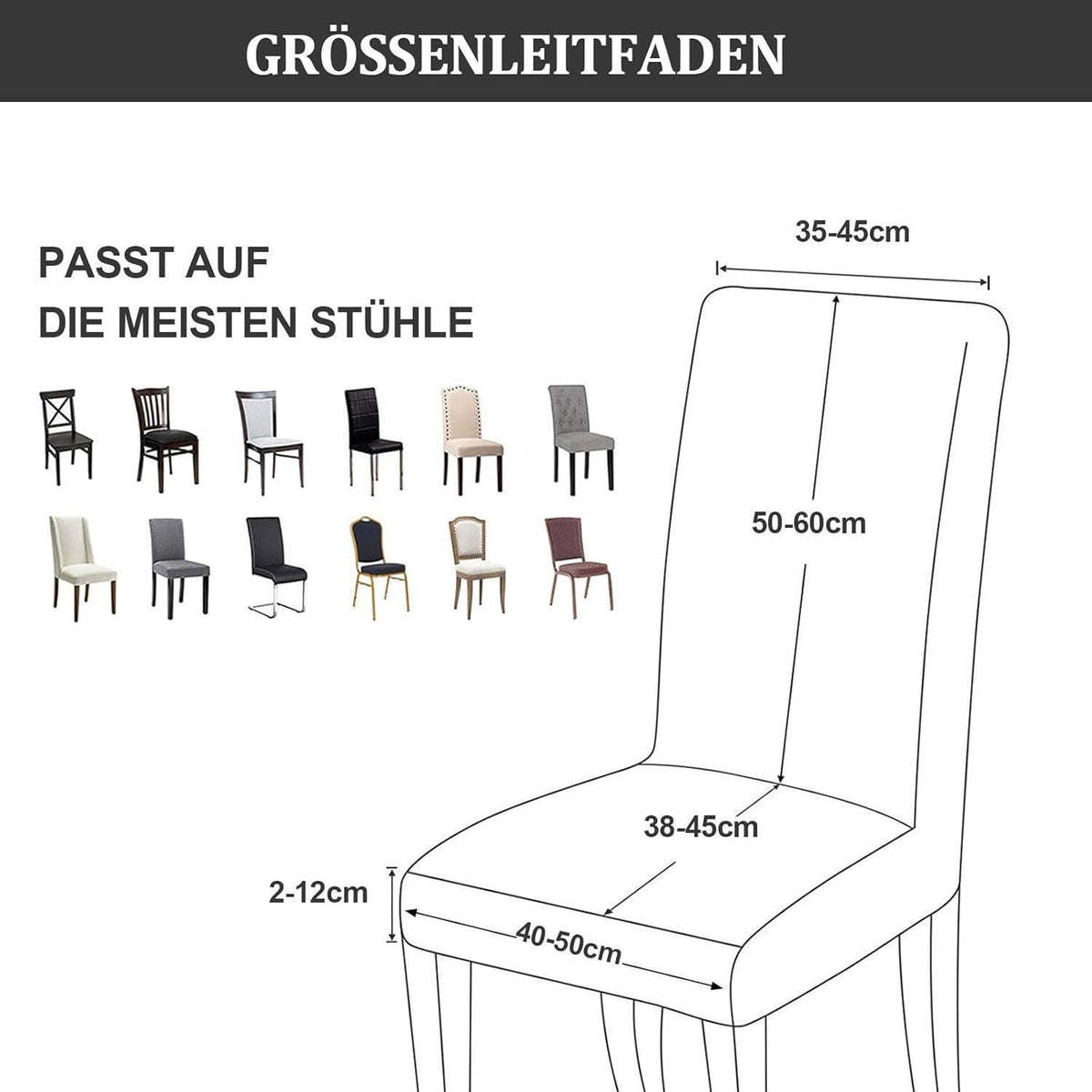 Stretch Stuhlhussen Set 4er - Hellgrau, Kurzflor Jacquard