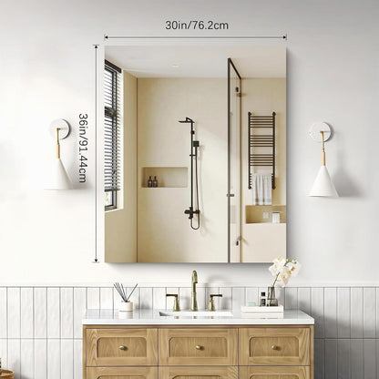 Rahmenloser Badezimmerspiegel 75x90 cm – HD Spiegelung, Robust & Modern