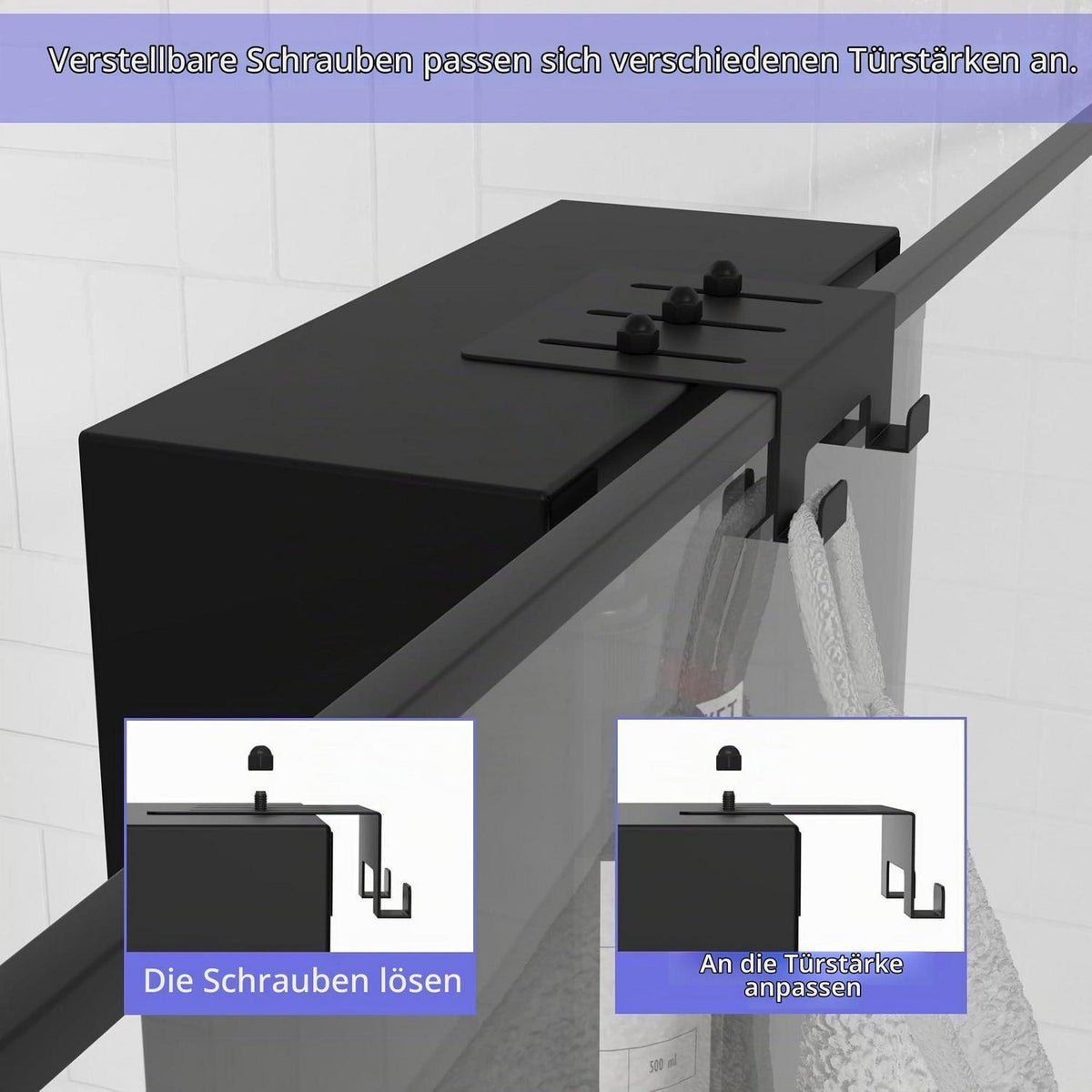 Hängende Duschablage ohne Bohren, 3-stufig, Schwarz