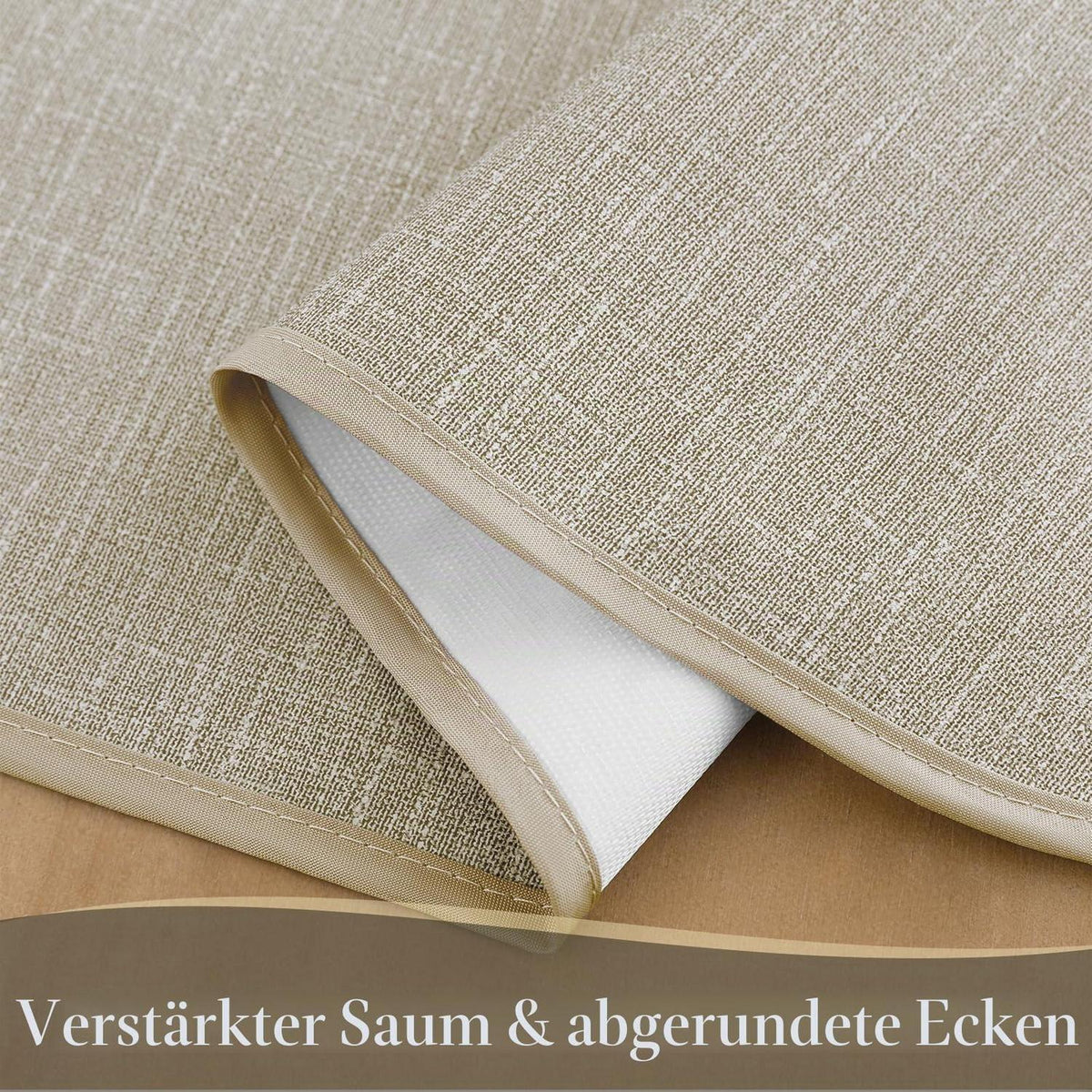 Runde Wachstuch Tischdecke 120 cm – Grün Leinenoptik, wetterfest