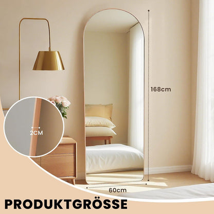 Ganzkörperspiegel 168x60cm, Gold – Gehärtetes Glas, Moderner Stil