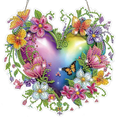 5D Diamantmalerei Herz Blume Fensterbild Bausatz