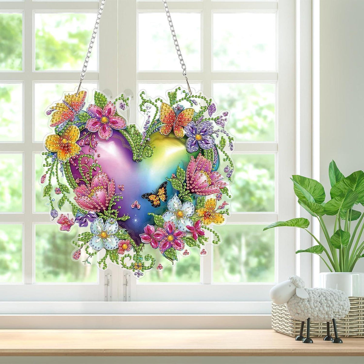 5D Diamantmalerei Herz Blume Fensterbild Bausatz