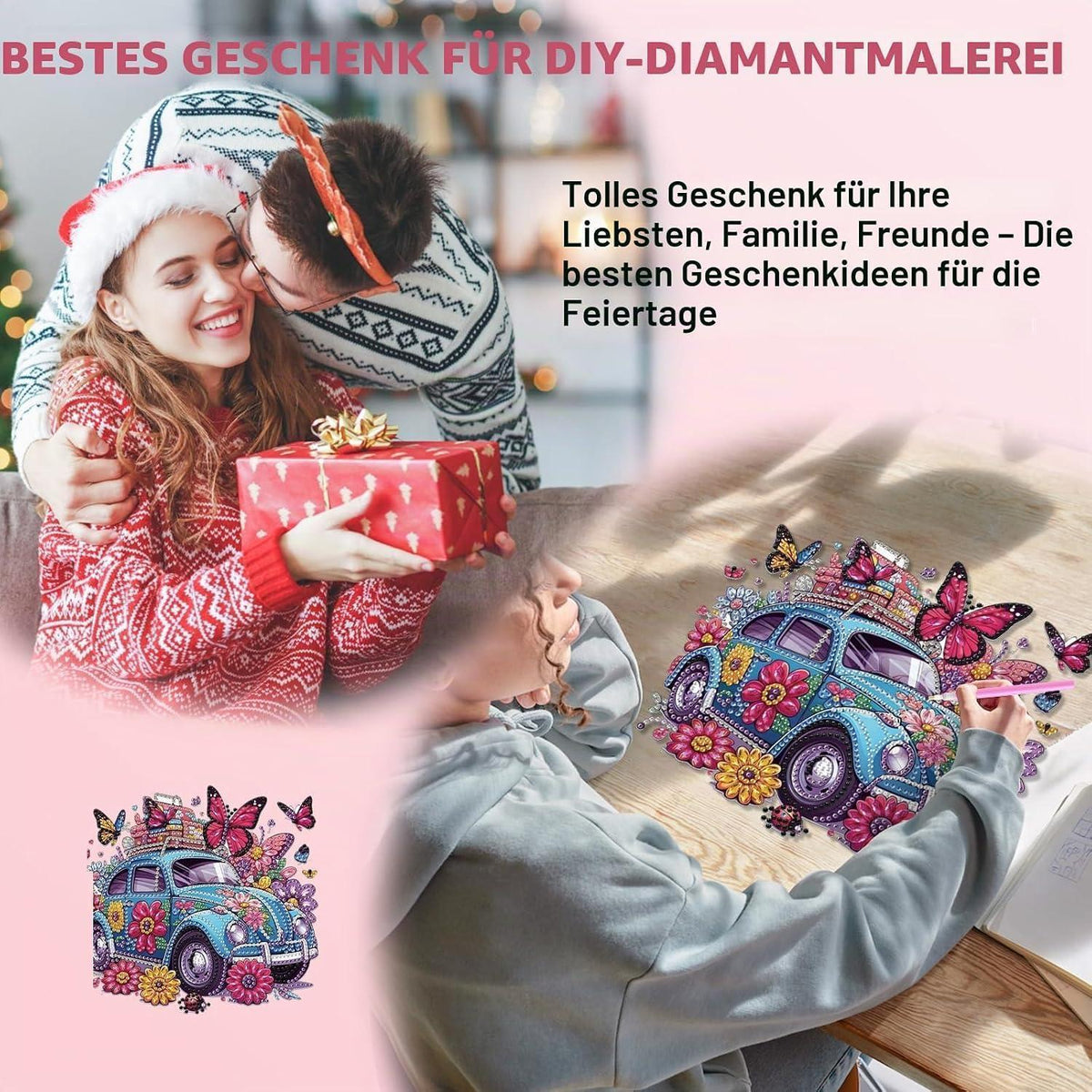 5D Diamantmalerei Anhänger Schmetterling Blumen Fensterbild