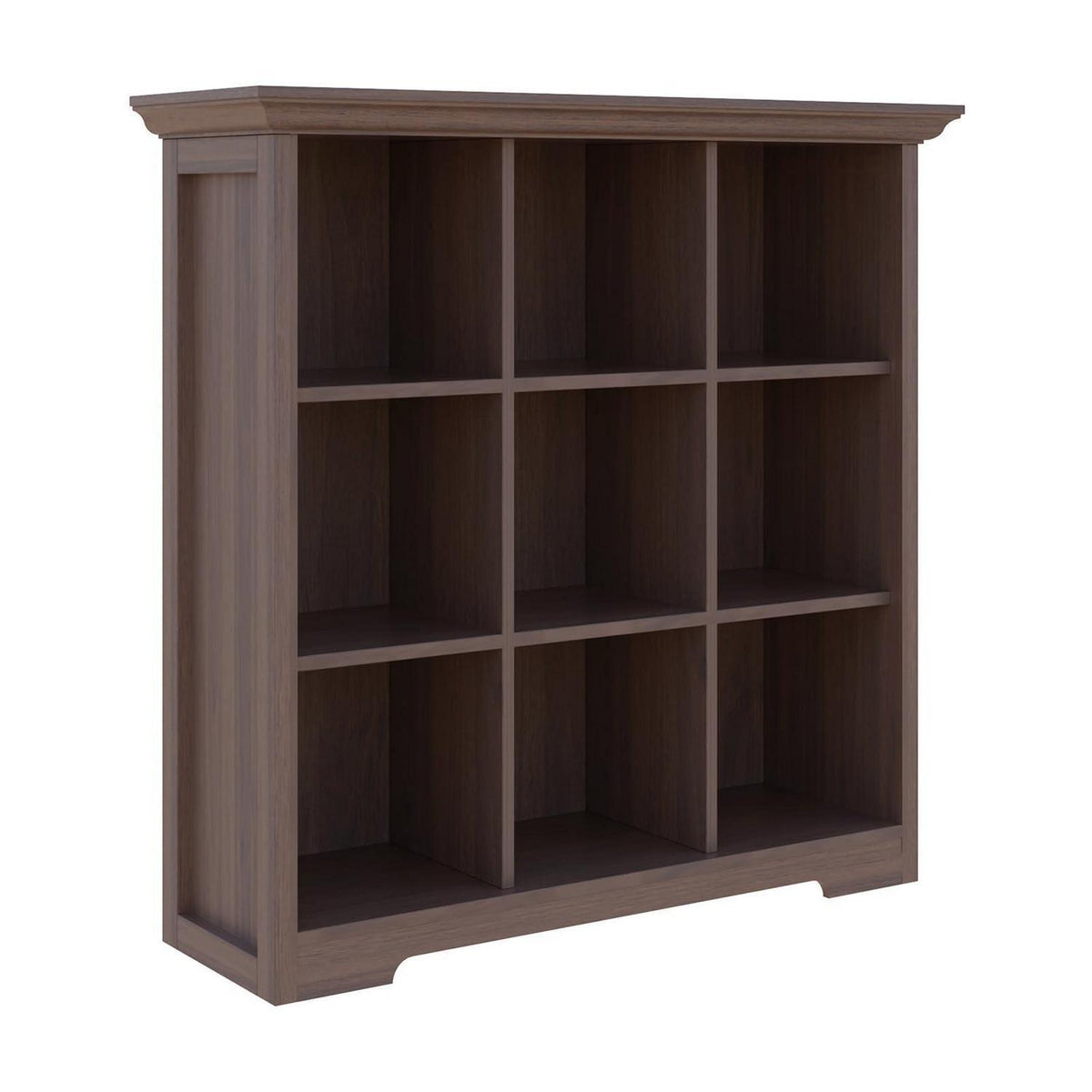 OSCHF 9-Fächers Bücherregal mit Sockel – Modernes Holzregal Walnuss
